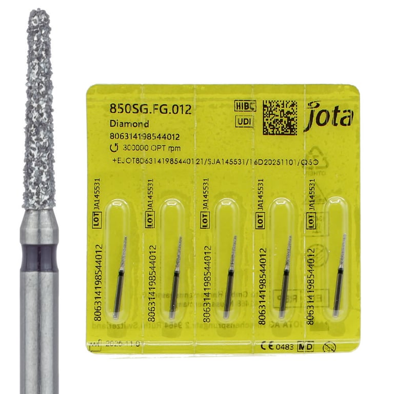 Jota Dentistry FG #850.012 Super Coarse Grit Round End Taper Diamond Burs, 5/Pk. Head size