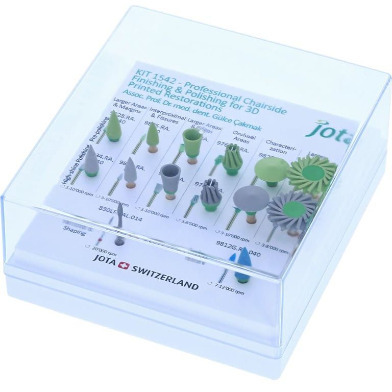 Jota Dentistry 3D Printed Restoration Finishing & Polishing Kit, 14-Piece Set. Includes: 9828.040