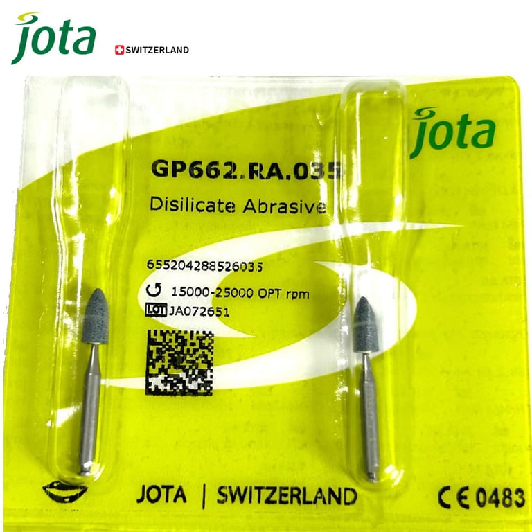 Jota Dentistry RA #GP662.035 Flame Disilicate Abrasive Polishing Stone, 2/Pk. Head size : 3.5mm