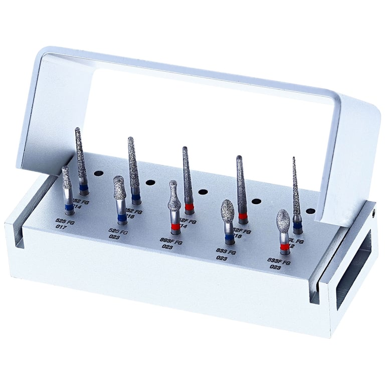 Jota Dentistry No. 1431 Universal All Ceramic 10-Piece Diamond Burs Set. Includes medium and fine