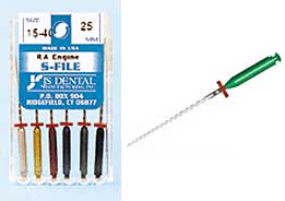 JS Engine S-Files #45-80, 21mm Stainless Steel Engine S-File, R/A, 1/4 Turn Handpiece only, Box