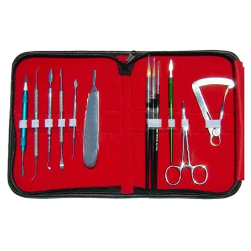 JSP Ceramists Tool Kit. Set of 12 Assorted Tools in Zippered Carrying Case. Includes: blue ceramic