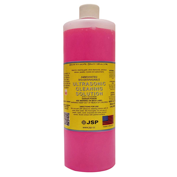 JSP Ultrasonic Cleaning Solution, Ammoniated, 16 oz. Bottle. 1:20 concentration, general purpose