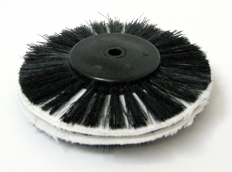JSP CONDENSING Brush & Muslin Lathe Plastic Hub, 3 brush rows, 2 muslin rows center Each 3in
