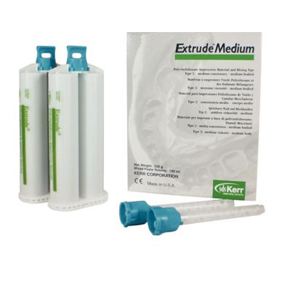 Extrude Medium Body - Green, Regular Set vinyl polysiloxane, 2 - 50 ml Cartridges and 6 Universal