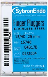 Kerr #25 red 21mm finger plugger, package of 6 fi