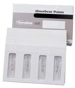 SybronEndo X-Fine Absorbent Paper Points, White. Box of 200 Points