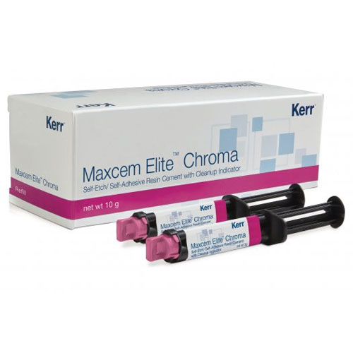 Maxcem Elite Chroma Resin Cement, Dual Cure - Clear Refill: 2 x 5 g Dual Barrel Syringes, 8 Pink