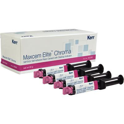 Maxcem Elite Chroma Resin Cement, Dual Cure - Clear, Bulk Kit: 4 x 5 g Dual Barrel Syringes, 16