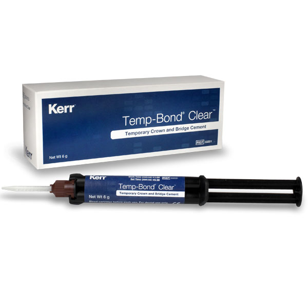 TempBond Clear with Triclosan Automix Syringe: 1 - 6 Gm. Syringe and 10 Mixing Tips. Dual-Cure