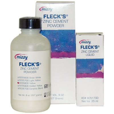 Fleck's self-cure Yellow zinc phosphate cement Kit: 8 ounces Powder and 2 - 35 ml bottles of Liquid