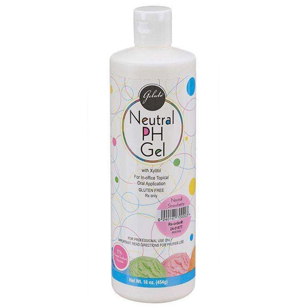 Gelato Neutral pH Fluoride Gel - Strawberry, 16 oz. Bottle. 60-second acidulated phosphate