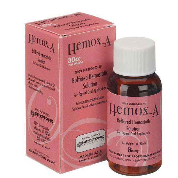 Hemox-A Buffered Hemostatic Solution, 30 cc Bottle. 25% Aluminum Chloride. For Topical Oral