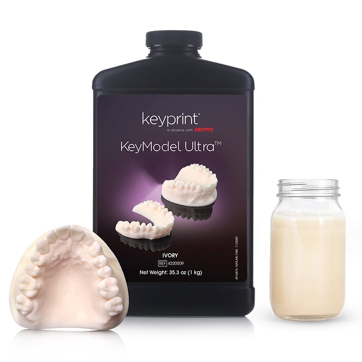 Keyprint KeyModel Ultra Laboratory 3D Printing Resin, Ivory, 1kg/Bottle. Designed for printing