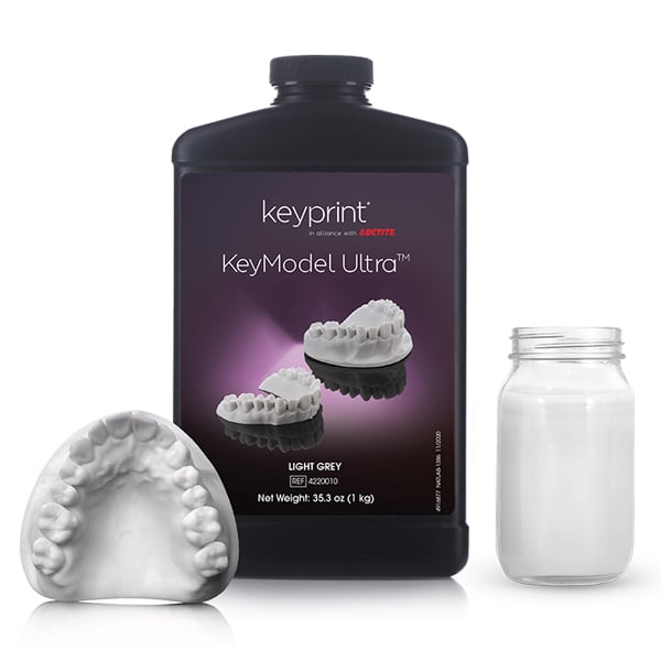 Keyprint KeyModel Ultra Laboratory 3D Printing Resin, Light Grey, 1kg/Bottle. Designed
