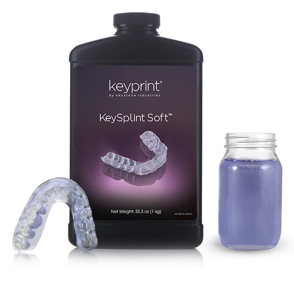 Keyprint KeySplint Soft 3D Printing Resin, Light Violet, Translucent, 1 kg/Bottle. For printing