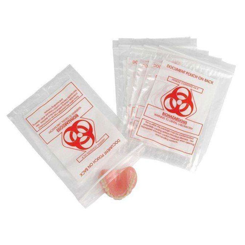 Keystone Biohazard Pouch Bag 5" x 8", 100/Pk. Made of heavy-duty plastic. Biohazard labels are