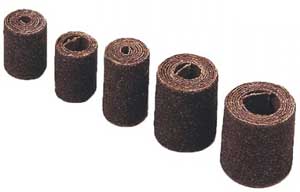 Keystone Field Abrasive Rolls, #4 - 60 Grit Coarse 1/2" diam. x 1" ht. x 5/32" hole, "Strong