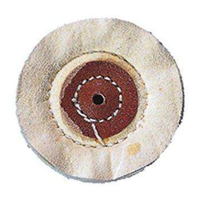 Keystone Muslin Buffs with leather center, 3" x 35 ply, pack of 12