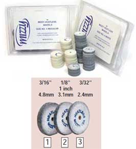 Mizzy Heatless Grey Regular Heatless Wheels #1, 1" x 3/16", made of Silicon Carbide, Package of 50