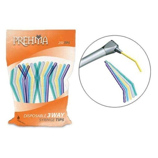 Prehma Disposable Air/Water 3-Way Syringe Tips, Assorted Colors, pack of 250 tips