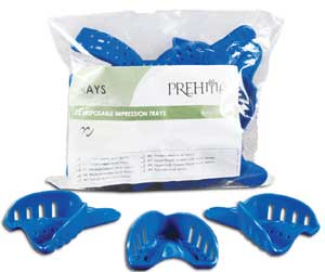 Prehma #8 Upper Left/Lower Right Perforated Plastic Impression Tray, Blue, package of 12 trays
