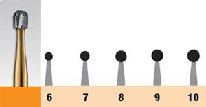 Prehma Round Carbide Bur. 8 FGSS (short shank). Ideal for initial entry, excavating infected