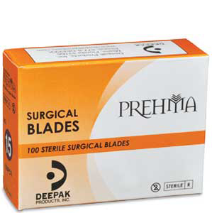 Prehma #11 Sterile Carbon Steel Surgical Scalpel Blade, Single Use, Box of 100 blades