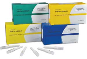 Prehma Disposable Dental Needle, 27 Gauge Long, 100/Bx. Yellow hub, Sterile, Single Use, Universal