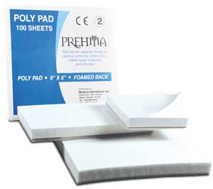 Prehma Poly Mixing Pad, 3" x 6" (8cm x 15cm), White, Extra heavy with a high poly finish, non-skid