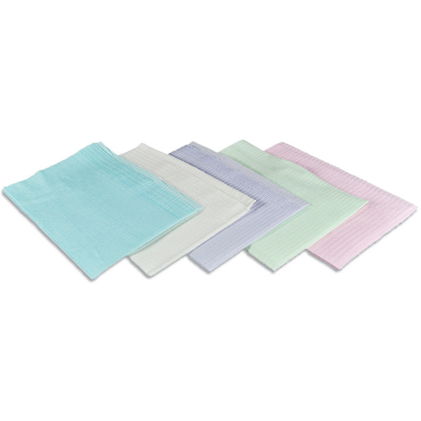 Pro-Guard I GREEN patient bibs, 13" x 18", 2-ply paper/1-ply poly, case of 500 bibs. Horizontal