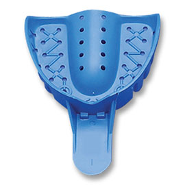 Tray-Aways #1 Perforated Large Upper Full-Arch Plastic Impression Trays, 12/Pk, Blue