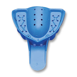 Tray-Aways #3 Perforated Medium Upper Full-Arch Blue Plastic Impression Trays, Package of 12
