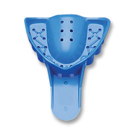 Tray-Aways #5 Perforated Small Upper Full-Arch Blue Plastic Impression Trays, Package of 12