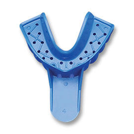 Tray-Aways #4 Perforated Medium Lower Full-Arch Blue Plastic Impression Trays, Package of 12