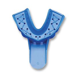 Tray-Aways #6 Perforated Small Lower Full-Arch Impression Trays, 12/Pk, Blue, Plastic