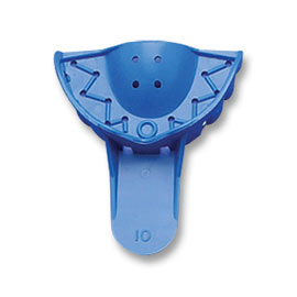 Tray-Aways #10 Perforated Upper Anterior Blue Plastic Impression Trays, Package of 12