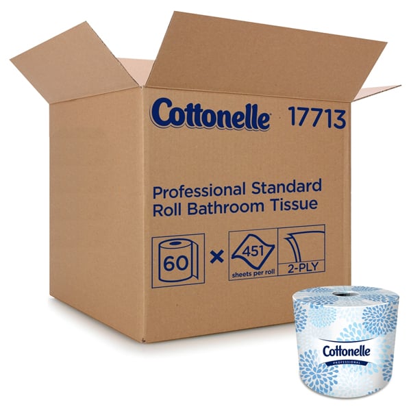 Kleenex Cottonelle 2-Ply Bathroom Tissue, White, Case of 60 x 451 Sheets/Roll. Sheet size: 4.09" x