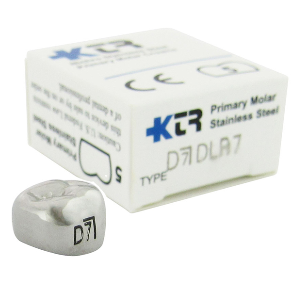 KTR Lower Right Primary First Molar Size 7 Nichro stainless steel crowns, box of 5. Manufactured
