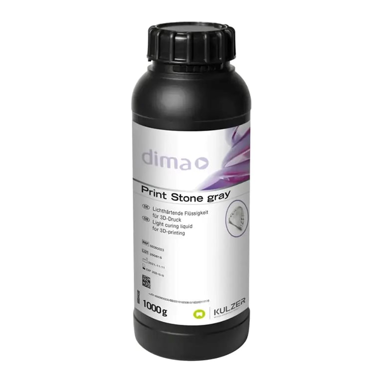 dima Print Stone Gray 3D Printing Resin, Dental Models, 1000g Bottle, 1/Pk. Features a neutral