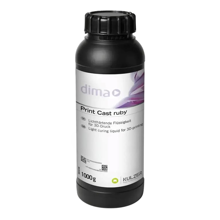 dima Print Cast Ruby 3D Printing Resin, CAD-to-Cast Castable Restorations, 1000g Bottle, 1/Pk