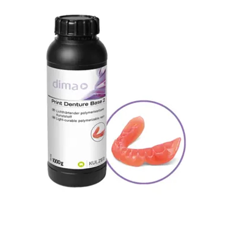 dima Print Denture Base 2 3D Printing Resin, Denture Bases, Pink, 1000g Bottle, 1/Pk. Designed