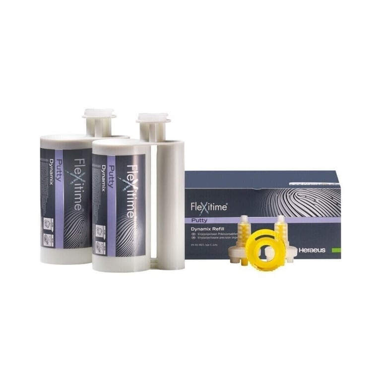 Flexitime Dynamix Putty refill: 2 - 380 mL Cartridges, 2 Dynamix Mixing Tips & 1 Fixation Ring