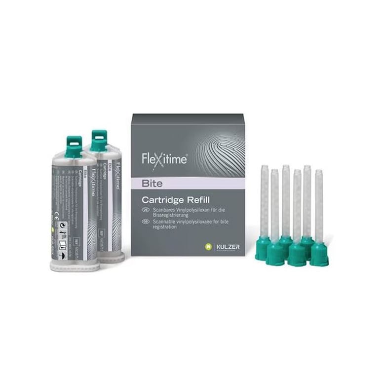 Flexitime Bite Fast Set Cartridge Refill - 2 x 50mL Cartridges & 6 Mixing Tips. Setting time: 30