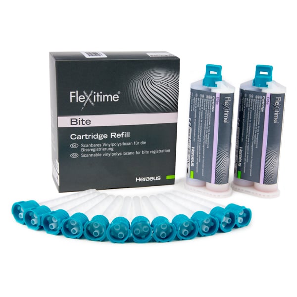 Flexitime Bite Registration. Vinyl polysiloxane for standard bite registration, scannable for use