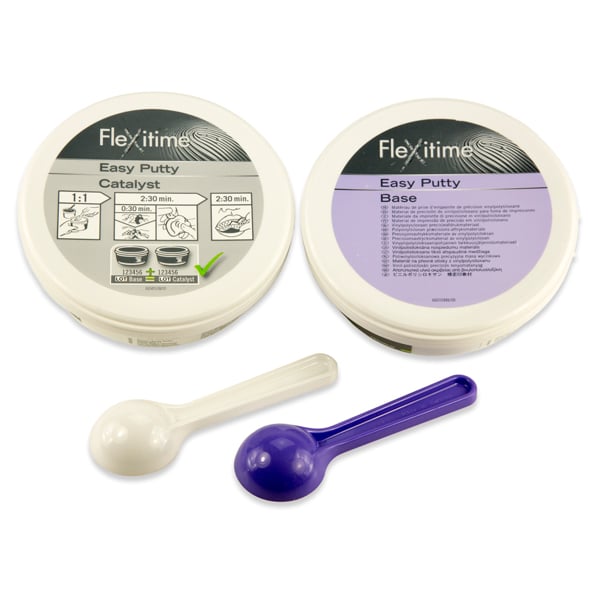 Flexitime Easy Putty, Base and Catalyst Refill, 600 mL Mixed Volume. A-Silicone VPS Precision