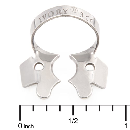 Ivory Clamps #3 Winged Flat Jawed, Small Molar Metal Rubber Dam Clamp, Single clamp