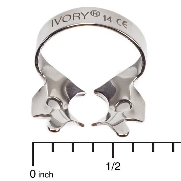 Ivory Clamps #14 Winged Partially erupted or Irregularly Shaped Molars Metal Rubber Dam Clamp
