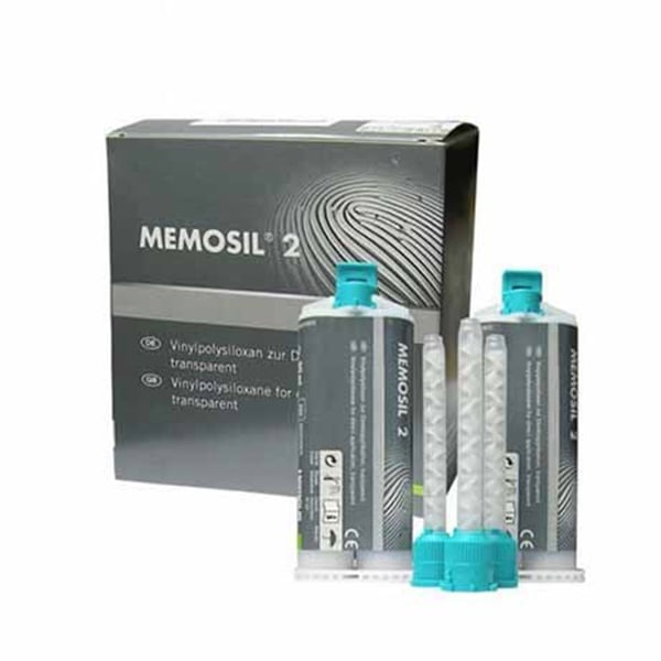 Memosil 2 Transparent Bite Registration Material, VPS, Sets in 2 minutes, 2 - 50 mL HP Cartridges
