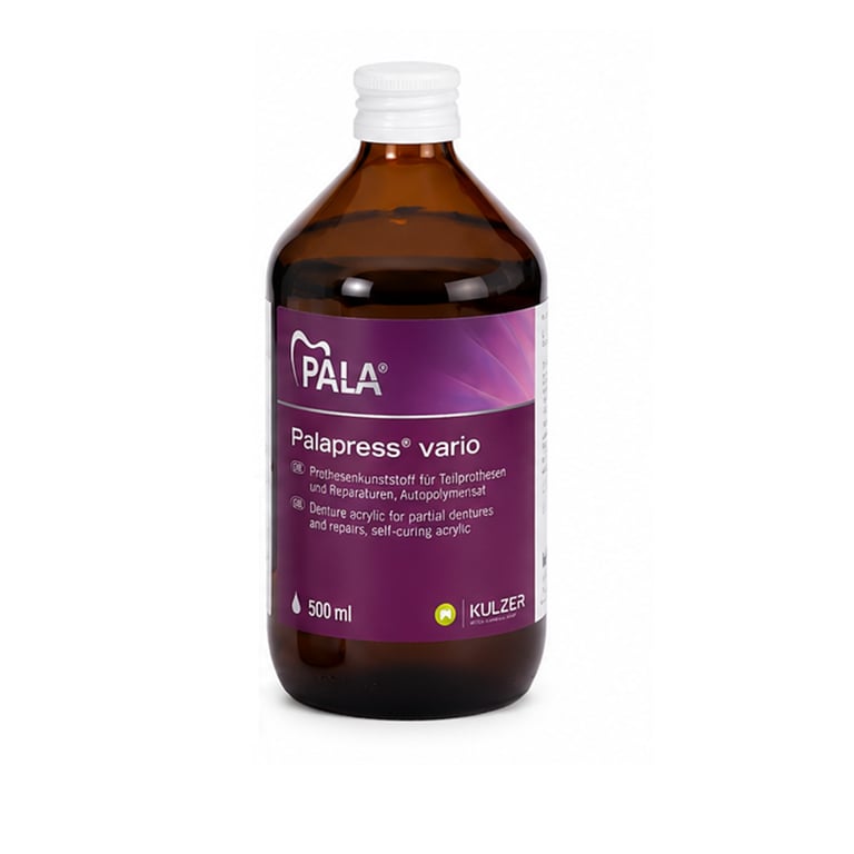 Pala Palapress Vario Self-Cure Denture Base Acrylic Liquid, 500mL, 1/Pk. Features a pour-type